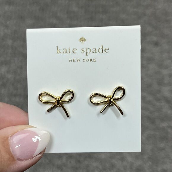 kate spade Jewelry - Kate Spade New York Stud Earrings Gold Tone Bow Womens Jewelry Minimalist